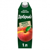 Сок "Добрый - Яблоко-персик " (1 л./1 уп./12 шт./Тетра-пак)