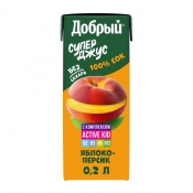 Сок "Добрый - Active kid из яблок и персиков" (0,2 л./1 уп./27 шт./Тетра-пак)